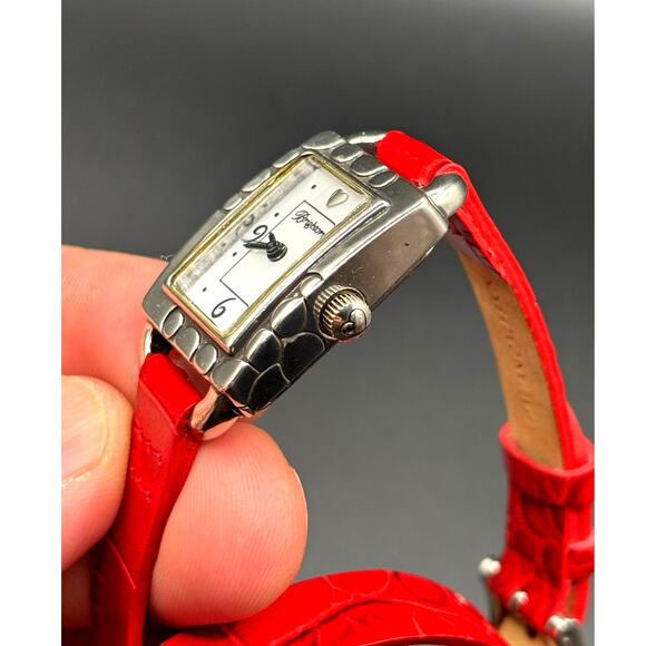 Brighton Petoskey Women\'s Genuine Italian Red Leather Strap Vintage Watch NIB main image 9